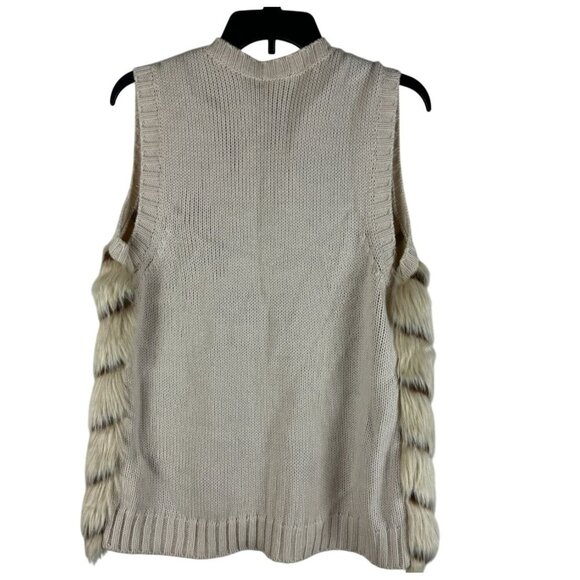 Eyeshadow Women Open Front Faux Fur Vest With Knit Back M - Picture 2 of 7